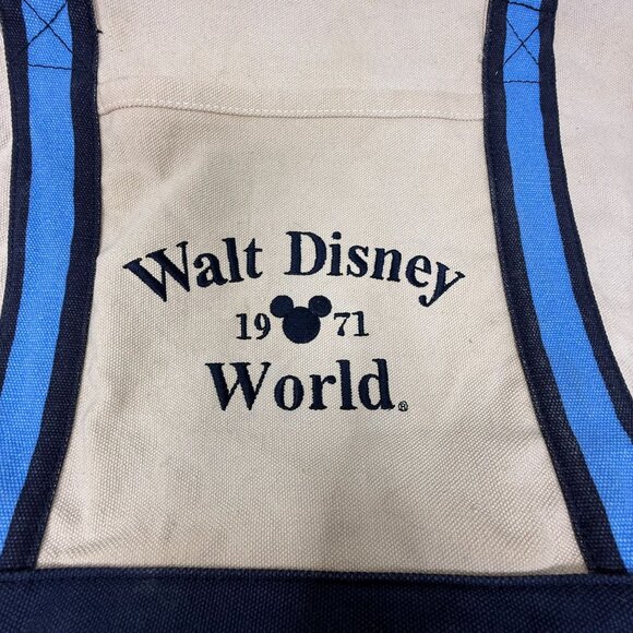 Walt Disney World 1971 Canvas Tote Bag Blue & Navy Straps - Picture 3 of 7